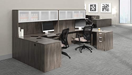 G GOF Double Workstation Cubicle (11'D x 6.5'W x 4'H) - Desk Only, Artisan Grey