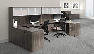G GOF Double 4 Person Workstation Cubicle (12'D x 12'W) - Desk Only, Artisan Grey