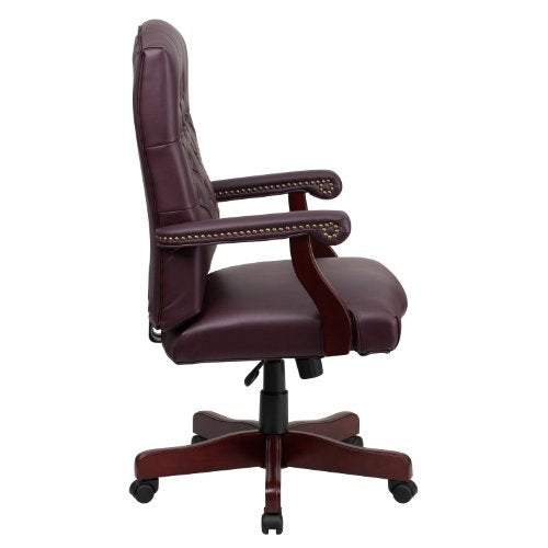 BizChair Martha Washington Burgundy LeatherSoft Executive Swivel Office Chair with Arms