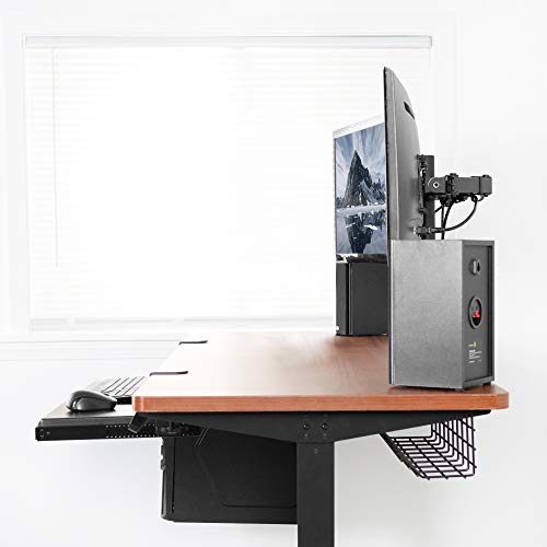 VIVO Electric Height Adjustable 60 x 24 inch Stand Up Desk, Dark Walnut Solid One-Piece Table Top, White Frame, Standing Workstation with Elegant Touch Screen Controller, DESK-KIT-2EW6D