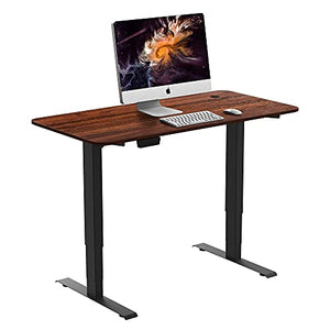 HOUSEELF Dual Motor Height Adjustable Standing Desk - 48 x 24 Inches Electric Sit Stand Computer Desk with 3 Stage Legs, Modern Lifting Stand Tables for Home Office, Workstation, Walnut