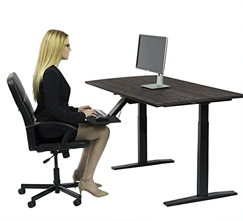 Rise UP Dual Motor Electric Standing Desk 48x30" Black Bamboo Desktop Premium Ergonomic Adjustable Height sit Stand up Home Office Computer Desk Table Motorized Powered Modern Furniture Small Standup