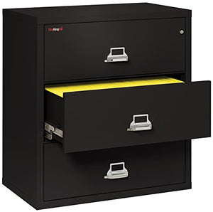 FireKing Fireproof Lateral File Cabinet (3 Drawers, Impact/Water Resistant, 40.25" H x 37.5" W x 22.13" D, Black)