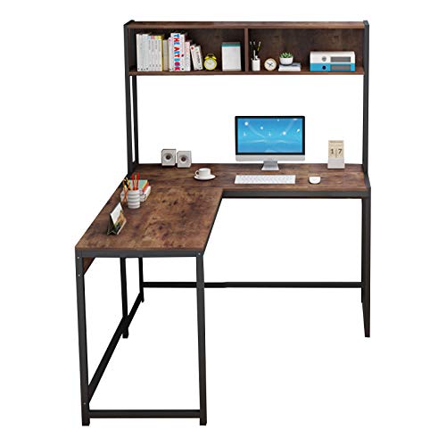 Modern L-Shaped Desk Corner Computer Desk Home Office Study Workstation Wood & Steel PC Laptop Gaming Table