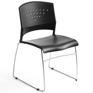Pemberly Row Black/Chrome Plastic Stacking Chair Set (4-Pack)