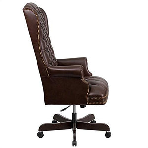 Scranton & Co Traditional Leather Executive Office Chair in Brown