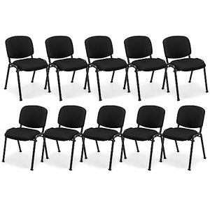 COSTWAY Stackable Guest Reception Chairs Set of 10 with Upholstered Seat & Ergonomic Back