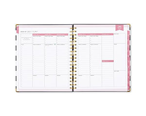 Day Designer for Blue Sky 2017-2018 Academic Year Weekly & Monthly Planner, Twin-Wire Bound, 8" x 10", Navy Stripe Hardcover