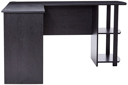Ameriwood Home Dakota L-Shaped Desk with Bookshelves (Black Ebony Ash)