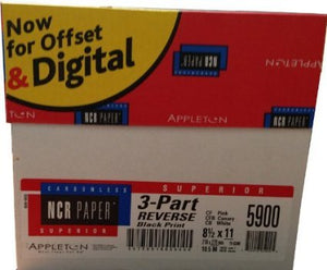 1670 Sets, 8-1/2" x 11" Pre Collated, Carbonless Paper, 3 Part Reverse, (White, Canary, Pink),Ncr5900 Category: Copy and Multi Purpose Paper