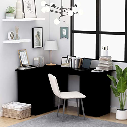 vidaXL Computer Desk, Corner Desk, Simple Style Desk,Workstation Office Desk Writing,Computer Desk with Storage Locker, Space-Saving, Easy to Assemble, 57.1"x39.4"x29.9" Chipboard