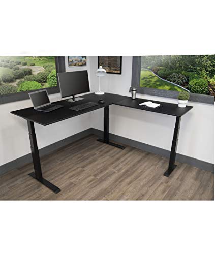 Triple Motor Electric L Shaped Desk/Standing Desk with EZ Assemble Frame | Assembles in Minutes | Extra Weight Capacity (71") (Black) (71" x 71", Black Frame/Black Top)