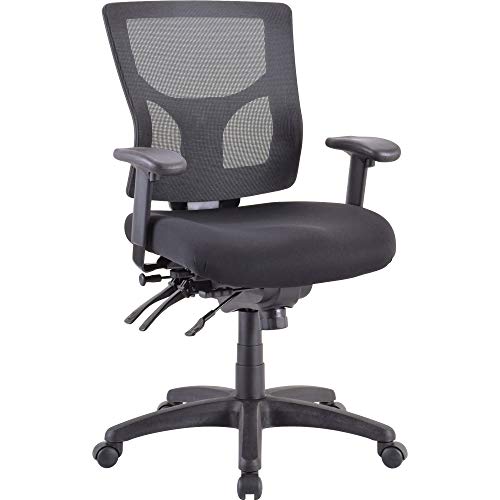 Lorell LLR62001 Multifunctional Mesh Mid-Back Executive Chair Black