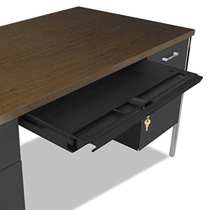 Alera ALESD6030BM Double Pedestal Steel Desk, Metal Desk, 60w x 30d x 29-1/2h, Walnut/Black