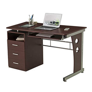 Techni Mobili Computer Desk with Ample Storage, Chocolate, 30" x 22.75" x 47.25", Chocolat