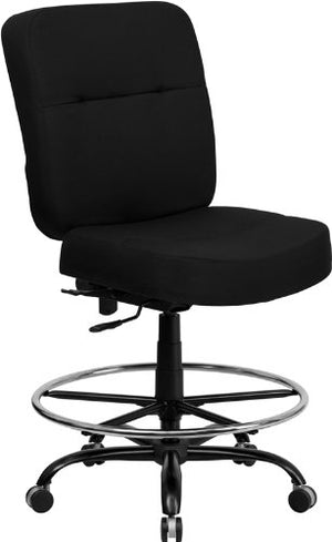 LIVING TRENDS Marvelius Series Big & Tall 400 lb. Rated Black Fabric Ergonomic Drafting Chair