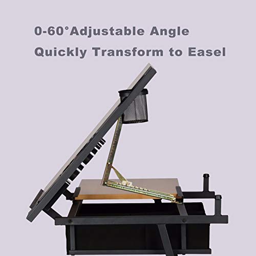 Drafting Table Art Craft Drawing Adjustable Desk Art Hobby Drawers with Stool