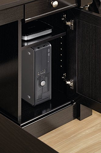Sauder 420791 Bleeker Street L-Desk, L: 73.25" x W: 31.13" x H: 7.75", Obsidian Oak finish