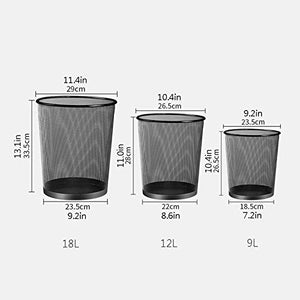 FMHCTN Trash can Waste Bin Round Mesh Wastebasket Recycling Bin Wrought Iron Hollow Trash Can Household Metal Without Cover Waste Basket for Office Bathroom Living Room Rubbish U