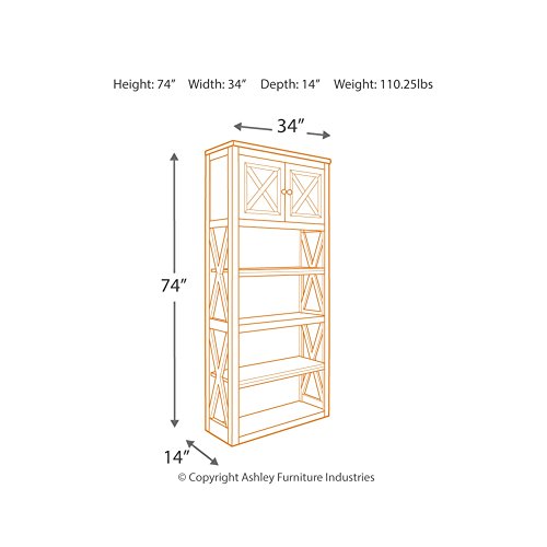 Ashley Furniture Signature Design - Tyler Creek Large Bookcase - Casual - 3 Shelves/1 Cabinet - Grayish Brown/Black Finish - Antiqued Bronze Hardware