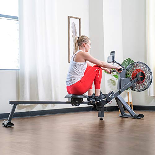 Sunny Health & Fitness Air Plus Magnetic Resistance Rowing Machine – SF-RW5940, Gray
