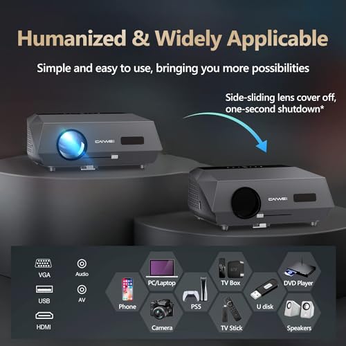 ZCGIOBN Daylight Projector Auto Focus 4K, 1200 ANSI Bright HD LED Home Theater Video Projector