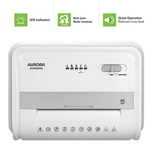 Aurora Heavy Duty Anti-Jam 24-Sheet Crosscut Shredder - White/Grey