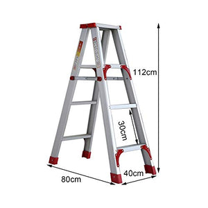 QDY Silver Aluminum Folding Ladder 4 Steps Stool with Anti-Slip Pedal