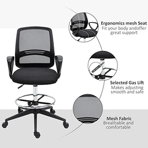 MDybf Ergonomic Mesh Back Drafting Chair with Adjustable Height, Footrest, and 360° Swivel - Set of 5 Journey