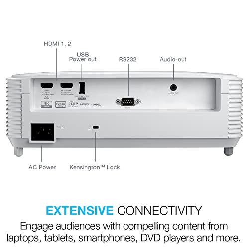 Optoma EH412x 1080p Professional Projector | 4,500 Lumens | 15,000 Hour Lamp Life | 4K HDR Input | Built-In Speaker