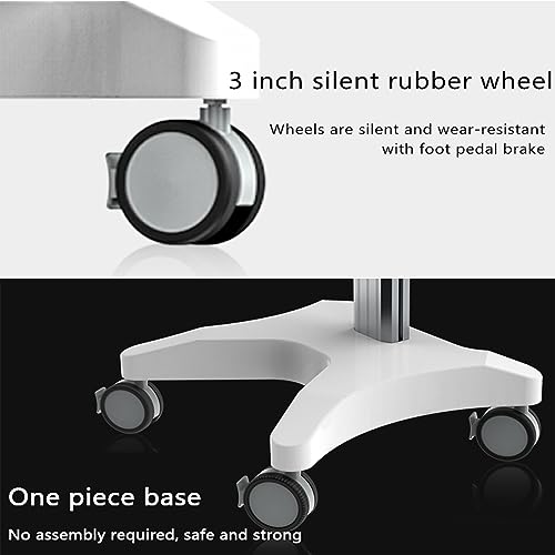 DADHI Adjustable Height Stand Up Desk with Extractable Keyboard Tray - Hospital Mobile Workstation Cart Trolley