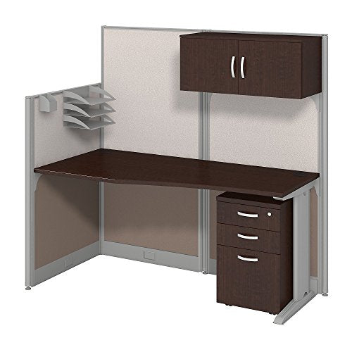 Bush Business Furniture Office in an Hour 65W x 33D Cubicle Workstation with Storage in Mocha Cherry