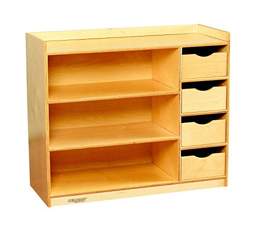 Childcraft 1464416 Storage Chest with 4 Drawers, Wood, 35-3/4" x 14-1/4" x 30", Natural Wood Tone