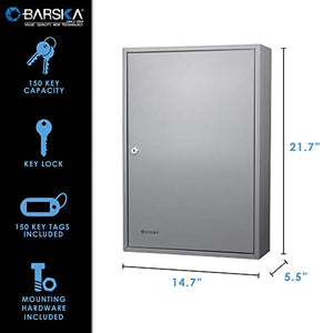 BARSKA CB13236 Key Lock 150 Position Adjustable Key Cabinet Lock Box Grey, 14.75" x 5.5" x 21.75"
