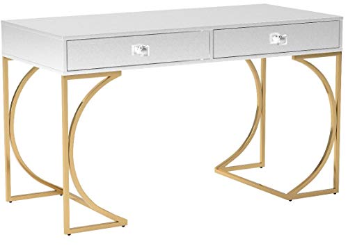 TOV Furniture TOV-G5497 Furniture Lexie Collection Wood and Stainless Steel Home Office Computer Desk, Grey