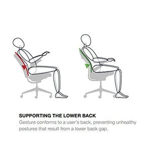 Steelcase Gesture Task Chair: Wrapped Back - Platinum Metallic Frame/Base/Seagull Accent - Standard Carpet Casters