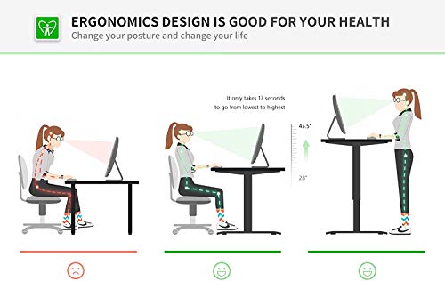 Dual Motor Adjustable Height Electric Standing Desk, 48 x 24 Inches Stand Up Home Office Desk with Splice Tabletop, Black Frame/Walnut Top