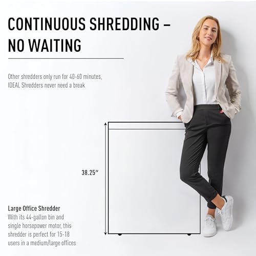 Ideal Cross Cut Office Paper Shredder, 12-14 Sheet, 44 Gal. Bin, P-5 Security Level