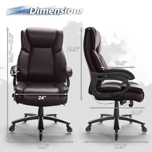 Waleaf Big and Tall Office Chair 500lbs, Adjustable Lumbar Support, High Back - Ergonomic Heavy Duty Office Chair