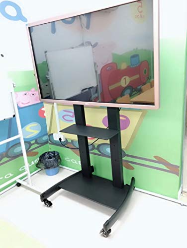 YokIma TV Stand Mobile Trolley for 32-75 Inch Screens, Height Adjustable Rolling Cart with Mount and Locking Wheels