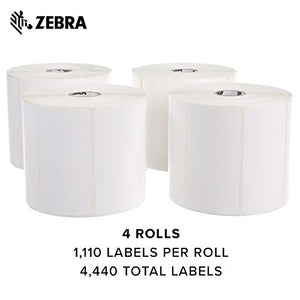 Zebra 4 x 2 in Thermal Transfer Polypropylene Labels PolyPro 3000T Permanent Adhesive Shipping Labels 1 in Core 4 rolls 10031649SP
