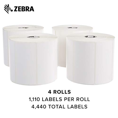 Zebra 4 x 2 in Thermal Transfer Polypropylene Labels PolyPro 3000T Permanent Adhesive Shipping Labels 1 in Core 4 rolls 10031649SP