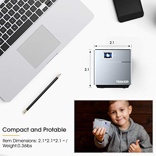 TENKER S6 Mini Cube Pico Projector with Wi-Fi, Smart DLP Projectors for Outdoor Indoor Movies, Includes Mini Tripod, 30,000-Hour Leds, Supports Android and iOS Devices