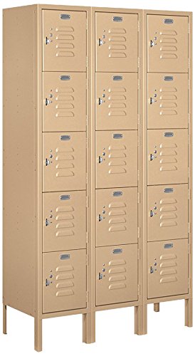 Salsbury Industries 65352TN-U Five Tier Box Style 36-Inch Wide 5-Feet High 12-Inch Deep Unassembled Standard Metal Locker, Tan Brown