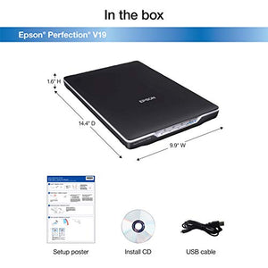 Epson Perfection V19 Color Photo & Document Scanner, Black, 4800 dpi, Scan-to-Cloud