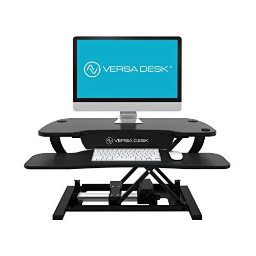 VersaDesk Power Pro - 48" Electric Height-Adjustable Desk Riser - Sit to Stand Desktop with Keyboard and Mouse Tray - Black