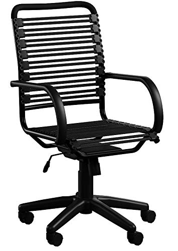 Euro Style Flat Bungie High Back Adjustable Office Chair with Arms, Black Bungies with Graphite Black Frame