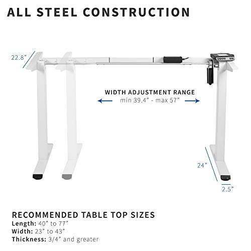 VIVO Electric Stand Up Desk Frame, DIY Workstation, Frame Only, Single Motor Ergonomic Standing Height Adjustable Base with Memory Controller, White, DESK-E-100W