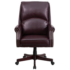 Flash Furniture High Back Pillow Back Burgundy Leather Executive Swivel Chair with Arms