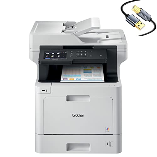 Brother MFC-L8900CDWB All-in-One Wireless Color Laser Printer for Office - 4-IN-1 Print Copy Scan Fax - 5" Touchscreen LCD, Duplex Printing, 33 ppm, 2400 x 600 dpi, 70-Sheet ADF, Tillsiy Printer Cable